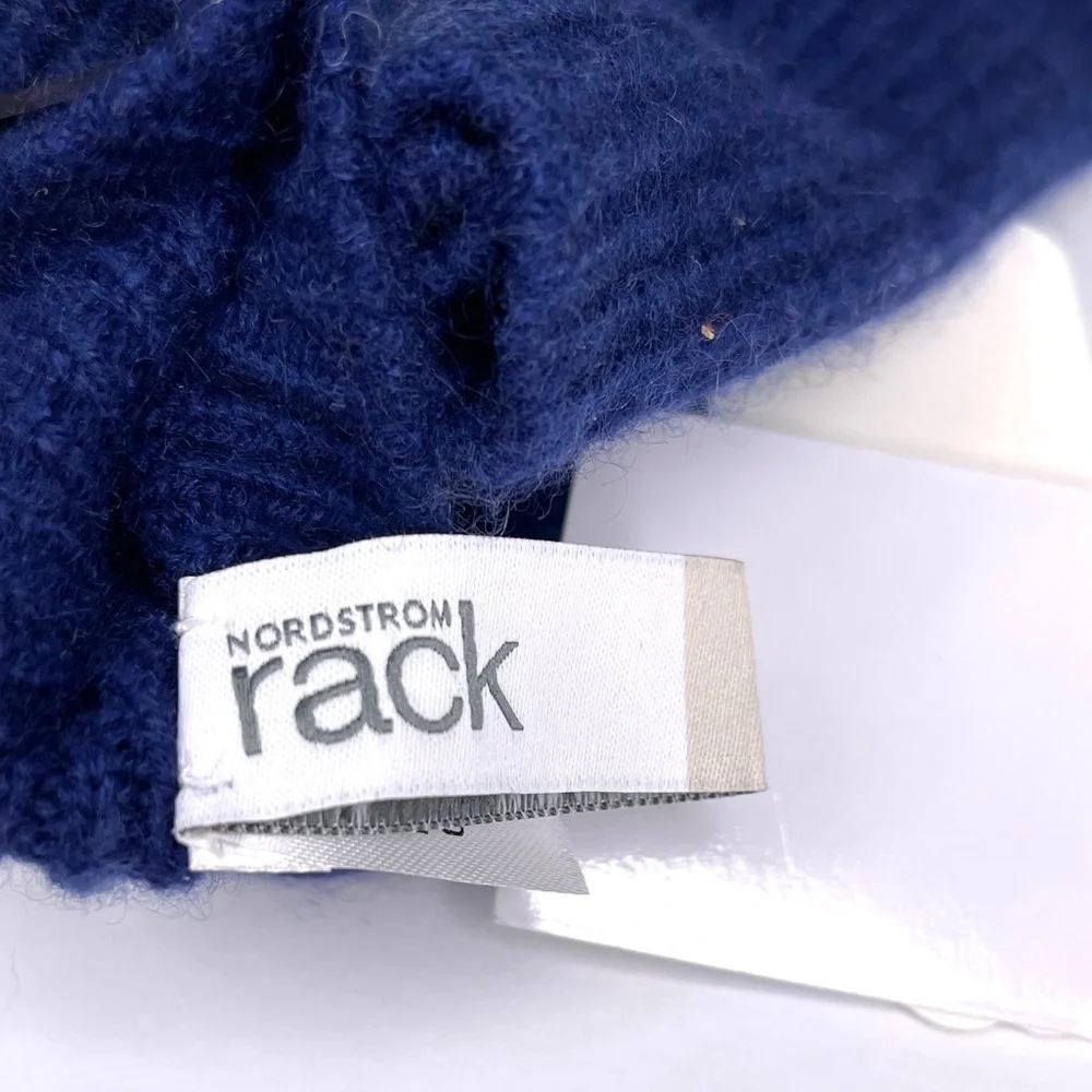 NORDSTROM Rack 100% Cashmere NEW Rib Knit Tech Gloves NEW Blue
